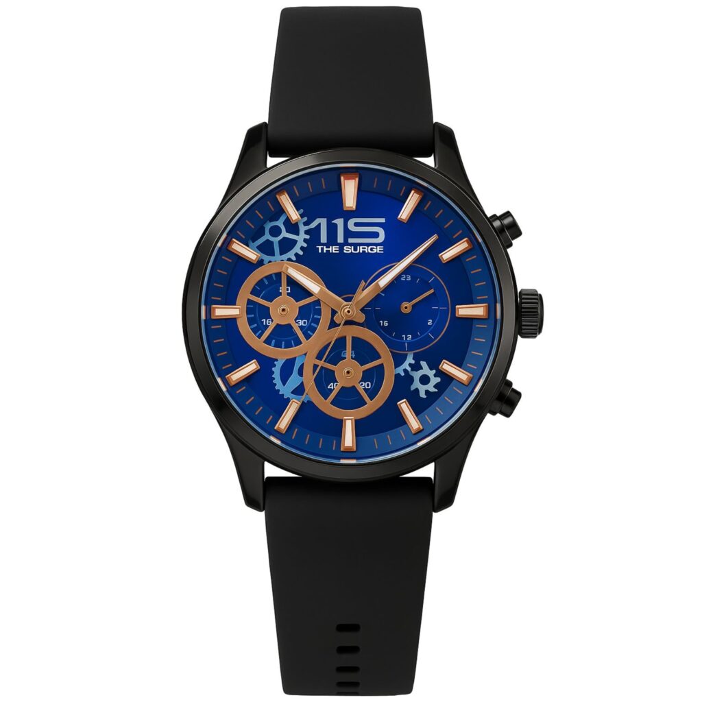 The Surge Chronograph Watch – Bold Blue Dial with Gear Accents
