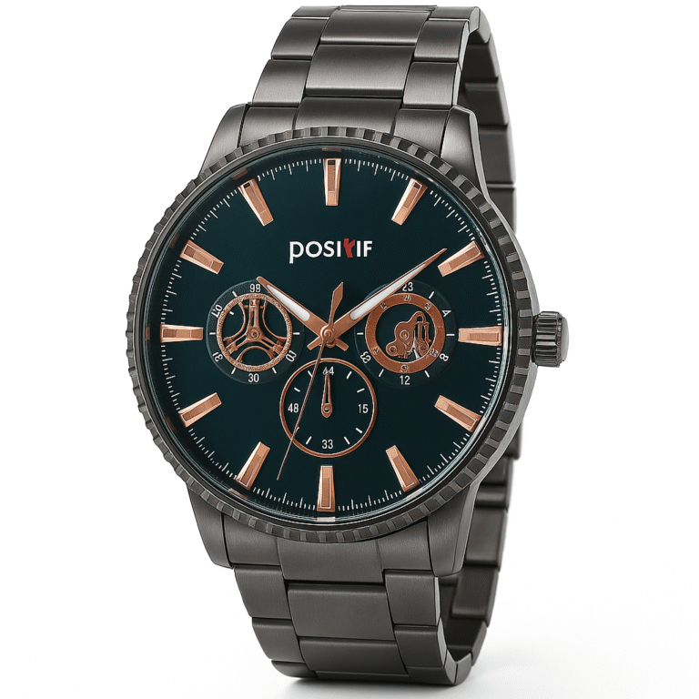 Positif Men's Chronograph Luxury Wristwatch – Black & Rose Gold